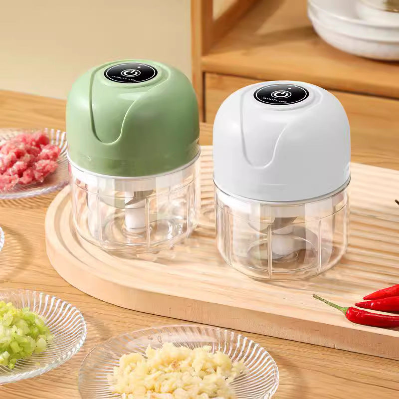 Mini Processador De Alimentos 250ml Moedor Alho E Alimentos Elétrico Sem Fio Recarregável USB Branco